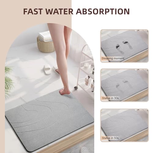 MORANDI Stone Bath Mat 2 Pack, Tub & Bath Diatomaceous Earth Mat - Super Absorbent Non-Slip Fast-Drying Shower Mat, Bath & Kitchen Mat, Easy to Clean (Light Gray 2) - color: Light Gray 2, size: 1'3" x 1'11" (Rectangular)