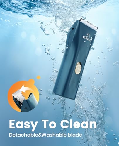 oneisall Quiet Pet Clippers for Cat Matted Hair, Cordless Cat Hair Trimmer | Dual Blade for Body and Paw, Waterproof Cordless Cat Clippers for Matted Long Hair with Storage Bag,Lightweight - color: Green, size: Standard+Mini