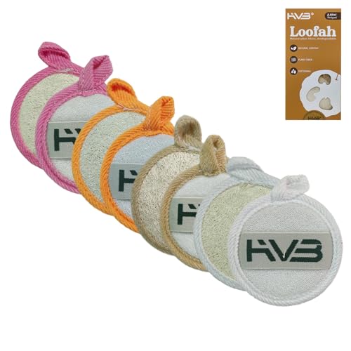 HVB Natural Loofah Exfoliating Facial Sponge. Premium Loofah Facial Brush, Made from Natural loofah, Suitable for Both Men and Women, Designed for Facial Cleansing. Pack of 8 (1 Box)