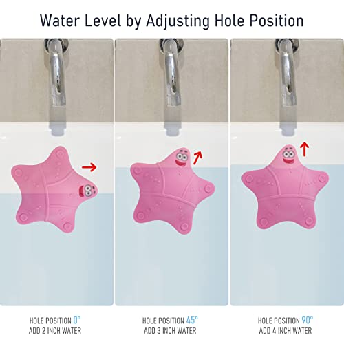 HengLiSam Bathtub Overflow Drain Cover, Starfish-Shaped Silicone Bath Tub Drain Plug with 5 Suction Cups, Adds 3-4 Inches of Water Depth, Pink - color: Pink