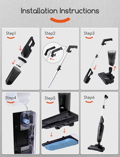 REECOO Stick Vacuum Cleaner with 3 Mop Pads Electirc Mop 600W 18kpa Powerful Suction Corded Upright Vacuum Lightweight Electric mop for Tile Hardwood Floor,Marble Cleaning