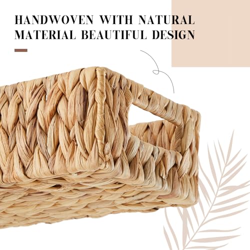 2 Pcs Toilet Paper Basket for Back of Toilet Wicker Water Hyacinth Basket Topper and Vanity Tray Set with Built-in Handles for Paper Hand Towel, Bathroom, Home, Spa(Light Brown) - color: Light Brown