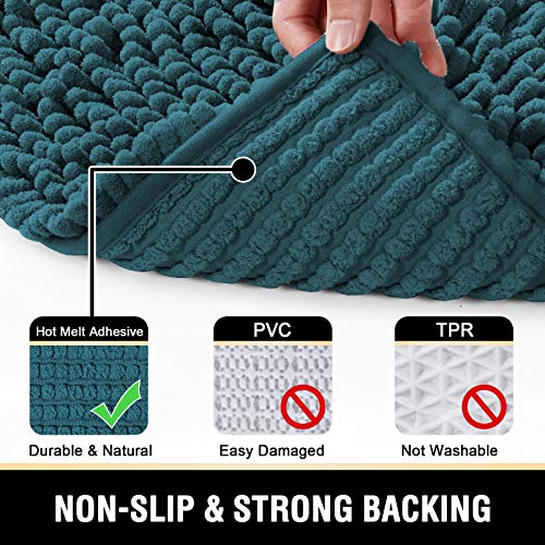 H.VERSAILTEX Bath Mats - Non Slip Luxury Chenille Bathroom Rugs, Extra Soft Absorbent Shaggy, Washable Fast Dry 2 Piece (Dark Teal, 20" x 32"/17" x 24") - color: Dark Teal, size: 20" x 32" Plus 17" x 24"