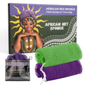 Bathway African Net Sponge Authentic with Handles (Set of 2), African Exfoliating Net Sponge, Exfoliating Body Scrubber Bath Sponge - Bathing Accessories with Storage Bag (Purple & Green) - color: Purple & Green