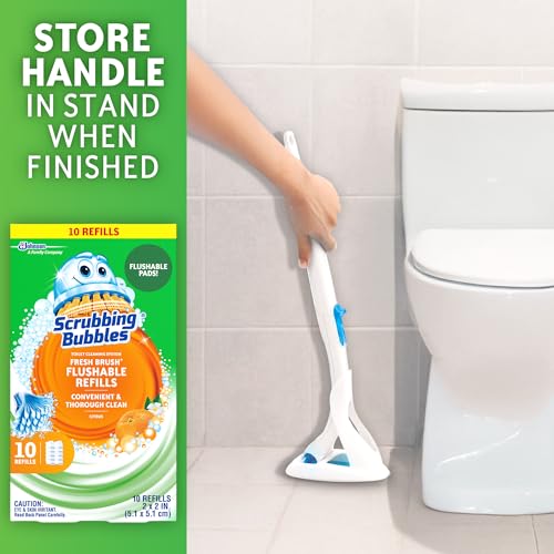 Scrubbing Bubbles Flushable Toilet Wand Refills, Fresh Brush Toilet Cleaner Refill Pads, Cleans Limescale & Fights Odors, Citrus Scent, 10 Count, Pack of 4 - size: 10 Count (Pack of 4), style: Refill