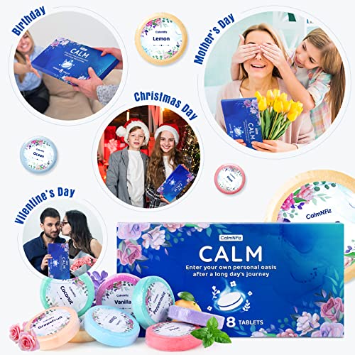 CalmNFiz Shower Steamers Aromatherapy 8 Pack – Gifts for Women, Shower Bombs with Essential Oils, Self Care Relaxation, Easter Basket Stuffers, Birthday Gifts for Mom Wife