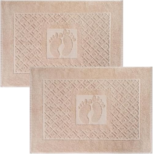 100% Turkish Cotton Bathroom Floor Towel, 2 Pack, Soft Bath Mat Towel Quick-Drying, Machine Washable, Absorbent, Hotel & Spa Quality, 20x27.5 (2, Camel) - color: Camel, size: 2Pack