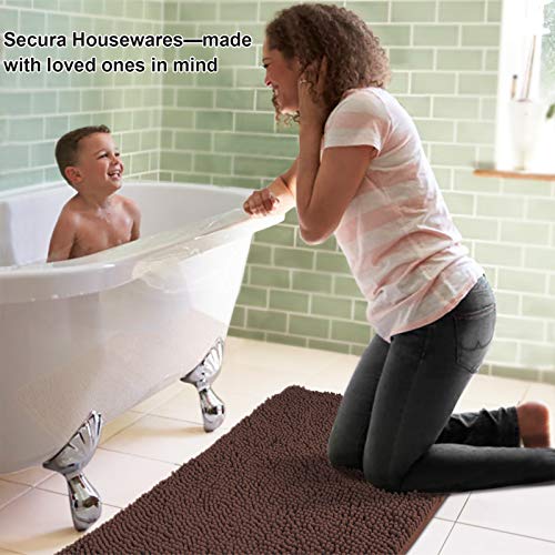 Secura Bathroom Rugs 20x32 Inches – Thick Plush Bath Mat, Ultra Soft Absorbent Bathroom Mat, Non Slip Machine Washable Bath Rugs for Tub, Shower Room Floor (Chocolate Brown) - color: Chocolate Brown, size: 2'8" x 1'8" (Rectangular)