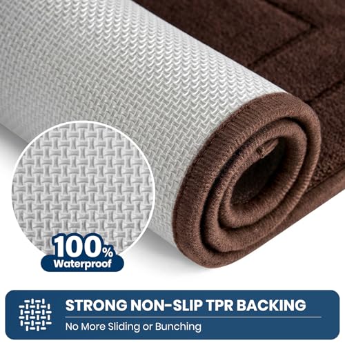 PURRUGS Machine Washable Kitchen Runner Rug 24" x 70", Non-Slip/Skid Hallway Runner Rug, Super Absorbent Soft Area Rug for Kitchen, Hallway & Laundry, Rolled Packaging, Brown - color: Brown, size: 24" X 70"