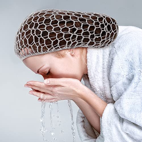 Geyoga 6 Pieces Hair Net Snoods for Women Sleeping Mesh Soft Rayon Knit Crochet Hairnet Long Short Curls Hair Cover Accessory (Black, Gray) - color: Black, Gray