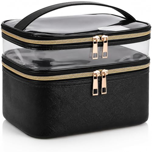 Travel Makeup Bag Makeup Organizer Bag Cosmetic Bag Makeup Bags for Women Cosmetics Cases Portable Waterproof Foldable - color: 00-Black