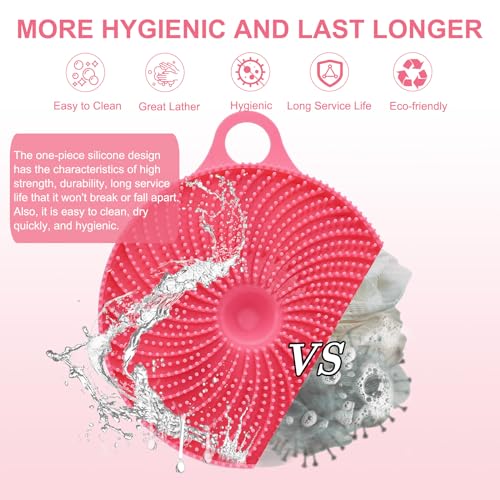 INNERNEED 2in1 Silicone Body Scrubber & Scalp Massager Shampoo Brush, Pink | Food-Grade Soft Material, More Hygienic, Easily Lather, Convenient for Travel, Gym, Business,etc - color: Pink