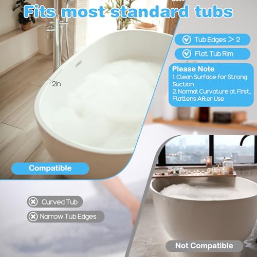 Silicone Bathtub Kids Splash Guard – Extra Long 2.6FT Play Shelf with 11 Strong Suction Cups, Toddler Bath Toy Tray & Caddy Holder, Water Spill Barrier for Bathroom, No Mess Fun Time – Blue