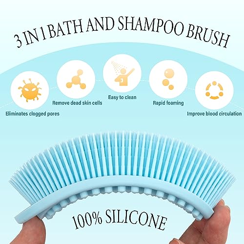 PQRUU 3 Pack Silicone Body Scrubbers for Use in Shower, Exfoliating Body Scrubber Fit for All Kinds of Skin, Soft Silicone Loofah for Women Men,Bath Scrubbers Rapid Foaming,Black,Blue,Gray - color: Black,blue,gray