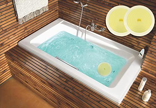 V-TOP Bathtub Drain Plug 2 Pack, 6 inches Large Silicone Tub Stopper Hair Stopper Flat Suction Cover for Kitchen Bathroom and Laundry (Yellow Transparent) - color: 6" Yellow Transparent