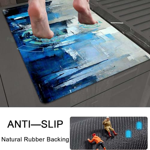 Bath Mat Rug,Blue grey and more colors abstract Non Slip Quick Dry Super Absorbent Thin Bathroom Rugs Fit Under Door-Easy to clean Bathroom Floor Mats-Shower Rug for Shower Sink Bathtub(17" x 27.5"In) - color: Blue Grey and More Colors Abstract, size: 1'5