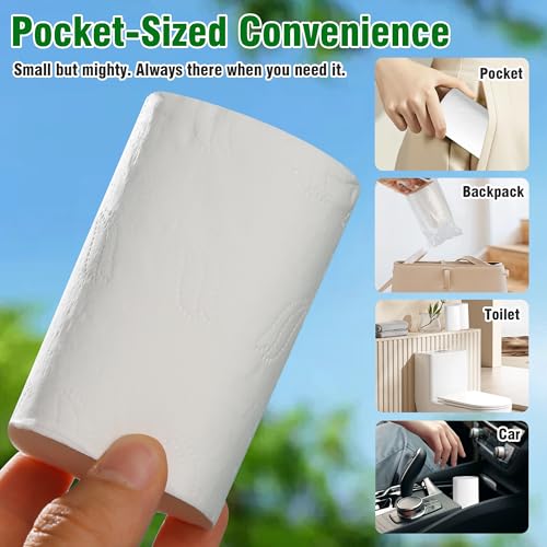 Travel Toilet Paper 6 Rolls – Coreless & Individually Wrapped, Compact Packable Tissue for Camping, RV, Hiking, Outdoor Trips, Waterproof Portable Bathroom Tissue (6)