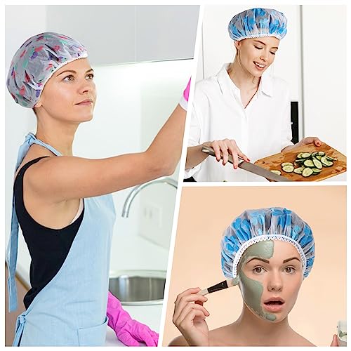 Pengxiaomei 6 Pcs Shower Cap, Reusable Waterproof Hair Cap Shower Caps Stocking Stuffers for Women Men Kids