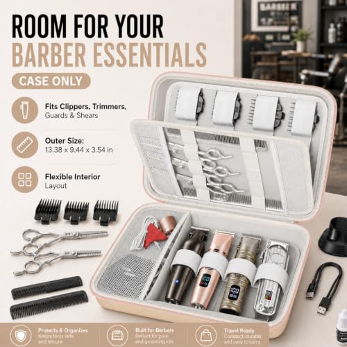Boobowl Hard Travel Case for Hair Clippers, Hair Cutting Barber Supplies Organizer Bag, Trimmer Storage Holder for Ufree/for Wahl/for Andis Men Razor Guard Grooming Kits -Gold - color: Gold