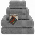 American Bath Towels 100% Cotton 6 Piece Turkish Towel Set, Ultra Soft Absorbent Bathroom Towels, 2 Bath Towel 2 Hand Towels 2 Washcloths, Dark Gray - color: Dark Gray, size: 6 Piece Towel Set XL