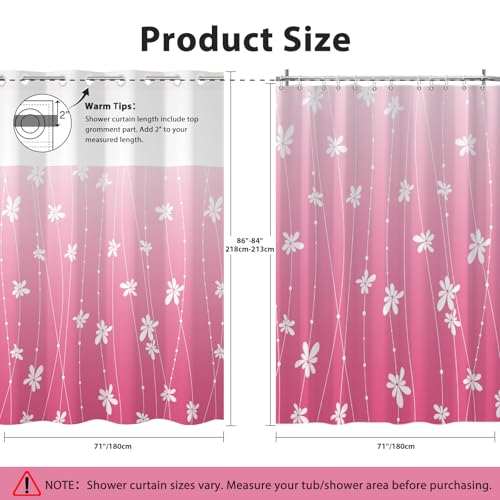 No Hook Shower Curtain with Snap-in Liner, Pink Ombre Bathroom Shower Curtains with Liner Set, Waterproof & Washable, Mesh Top Window, 71" W x 86" L - color: 02 Ombre - Pink, size: 71"W x 86"L (Pack of 1)