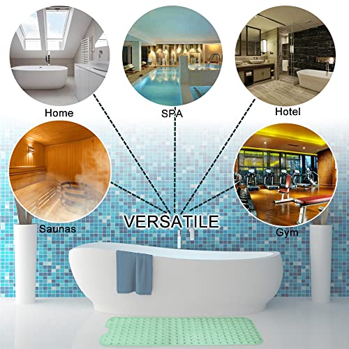 Bathtub and Shower Mats, Extra Long Non-Slip Bath Tub Mat 39 x 16 Inch, Machine Washable Bathmat with Suction Cups & Drain Holes for Bathroom Floor, Pale Green - color: Pale Green