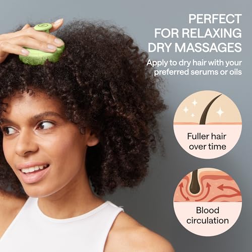 Silicone Scalp Scrubber for Dandruff – Serum, Balm, & Hair Oil Applicator – Scalp Massager Hair Growth for Men, Women – Shampoo Massager Brush or Head Scratcher – Alternative to Shower Comb (Green) - color: Green