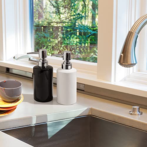 FE Soap Dispenser, 300ml/10oz Ceramic Liquid Soap Pump Dispenser, Refillable Dish Soap Dispenser for Kitchen Bathroom Washroom (Black) - color: Black