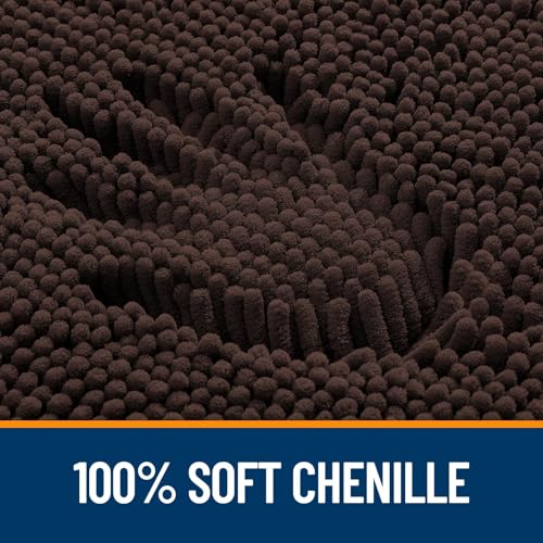 OLANLY Bathroom Rugs Sets 2 Piece, Soft Absorbent Chenille Bath Mats Area Rug Set, Non-Slip, Quick Dry, Machine Washable Bath Mats for Bathroom, Home Decor Accessories (30"x20"+24"x16", Brown) - color: Brown, size: 30" X 20" + 24" X 16"