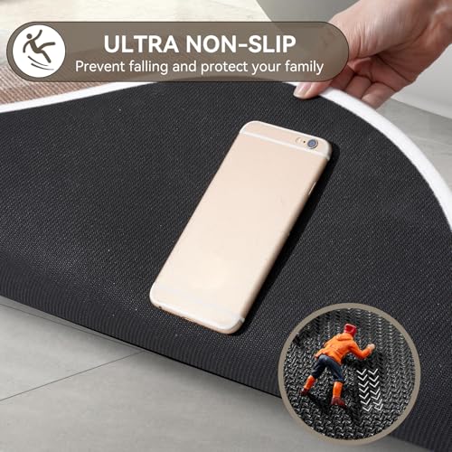 YDKGL Bathroom Rugs Mat 24x35, Ultra Thin Non Slip Bath Mats for Bathtub Quick Dry Absorbent Rubber Bathroom Mat Fit Under Door, Washable Half Round Bath Rugs Floor, Beige Brown - color: A-beige Brown, size: 24” X 35“