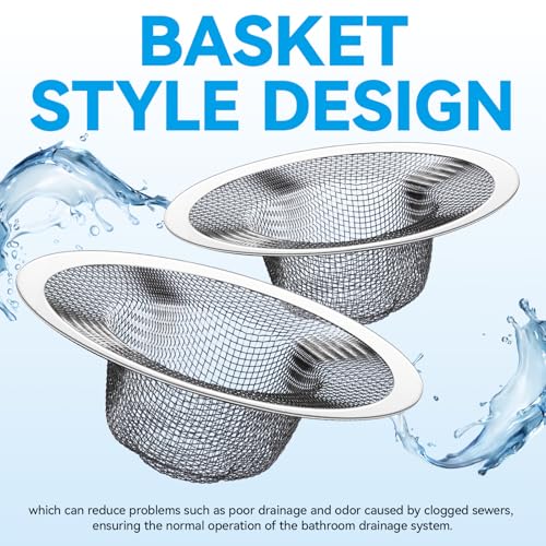 4.5" Top / 2.5" Basket Small Drain Strainer | 2Pcs Sink Drain Hair Catcher, Bathroom Sink Strainer,Drain Mesh Baskets for Laundry - size: 2Pcs Large