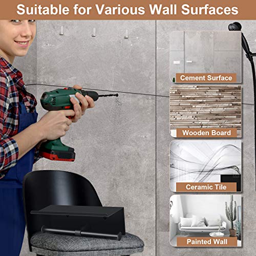Toilet Paper Holder with Shelf Wall Mounted Toilet Paper Storage, Double Roll Tissue Holder Dispenser Bathroom Toilet Paper Holder (Matte Black) - color: Black Toilet Paper Holder
