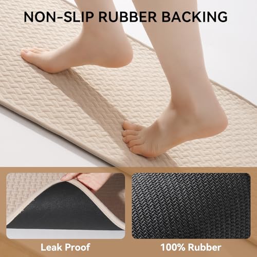 YDKGL Bathroom Rugs Non Slip, Extra Soft Absorbent Quick Dry Bath Mats, Foam Weave Texture Thin Bath Rugs Washable with Rubber Backing, 24" x 48“ - color: Brown, size: 24"x 48"