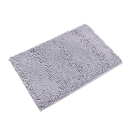 Non-Slip Bath Rug,Extra Soft Microfiber Bedroom Shag Carpet with Anti-Slip Backing,Water/Dust Absorbent Fast Dry Shower Mat,Sound Insulated Stairs Pad,Machine Washable (Grey,12 x 24 Inches) - color: Grey, size: 2' x 1' (Rectangular)