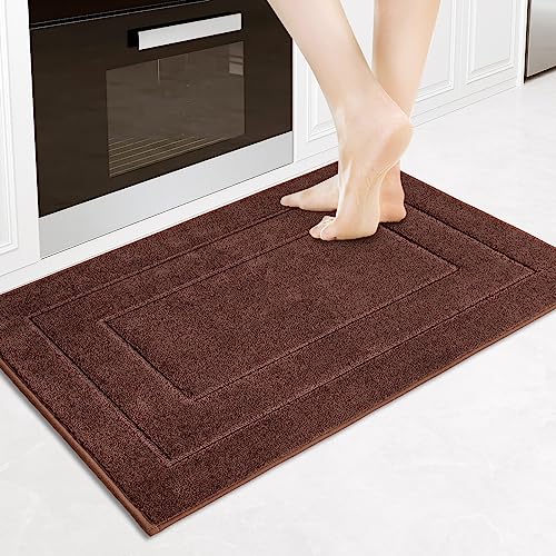 PURRUGS Machine Washable Kitchen Rug 24" x 35.5", Non-Slip/Skid Kitchen Runner Rugs & Floor Mats, Super Absorbent Soft Standing Mats for Kitchen, Sink & Laundry, Brown - color: Brown, size: 24" X 35.5"