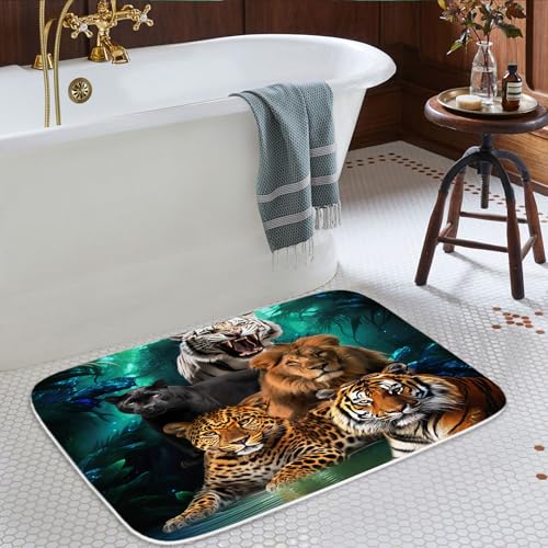 Sea Turtles Nautical Blue Ocean Beach Animals Bath Rugs Non Slip Shower Mat Bathroom Decor Door Rug (20x31 inches, Animals Lion Tiger) - color: Multi Color 10, size: 2'7" x 1'8" (Rectangular)