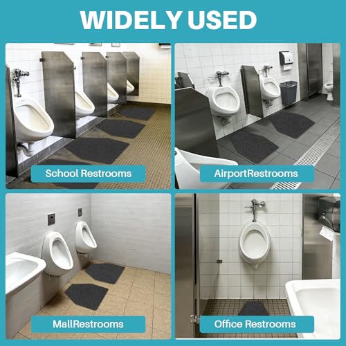 Urinal Mats for Men Bathroom 12 Pack - Commercial Disposable Washable Floor Mats with Non-Slip Rubber Backing, Water Absorption Urinal Pads for Mens Room Restroom, 16.9" x 20.4" (Dark Gray)