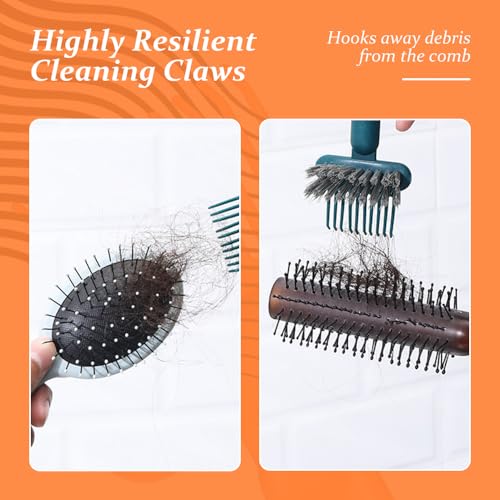 2 In 1 Hair Brush Cleaning Tool, 2025 New Comb Cleaning Brush, Portable Brush Cleaner for Travel, Hairbrush Cleaning Tool for Hair Salons (Orange*2) - color: Orange*2