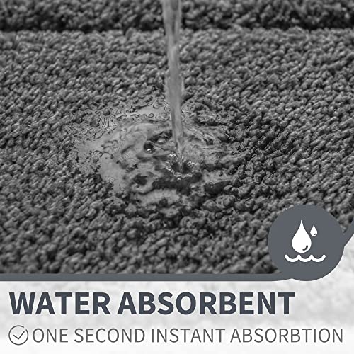 GRANNY SAYS Gray Bathroom Rugs Non Slip, Bath Mats for Bathroom, Super Soft and Water Absorbent, Microfiber Washable Bath Rugs for Bath Floor, Tub and Shower, 32" x 20", Dark Gray - color: Deep Gray, size: 1'8" x 2'8" (20" x 32")