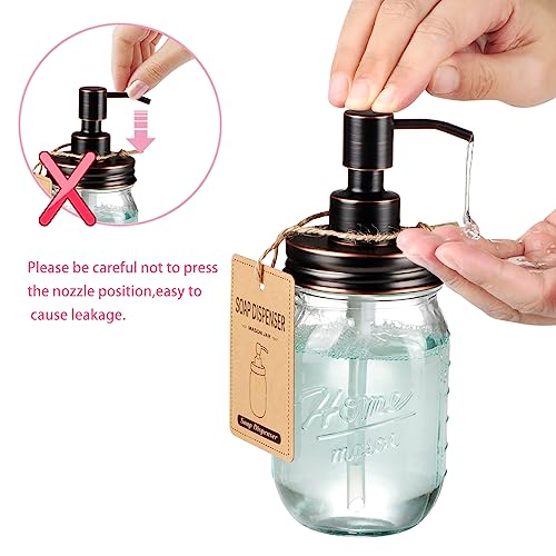 Amolliar Mason Jar Bathroom Accessories Set 4 Pcs -Lotion Soap Dispenser & 2 Qtip Holders & Toothbrush Holder - Rustic Farmhouse Decor, Bathroom Home Decor, Perfect Decorating Idea (Oil Rubbed Bronze) - size: Oil Rubbed Bronze, style: Standard-mouth