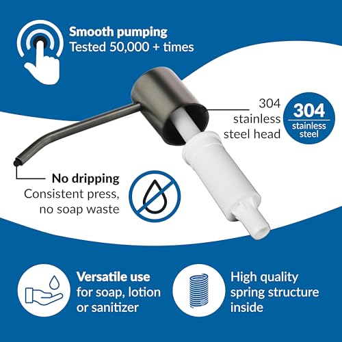 Soap Dispenser for Kitchen Sink,Matte Black Stainless Steel Countertop Dish Sink Soap Dispenser Pump with 47 '' Extension Tube kit - color: Matte Black