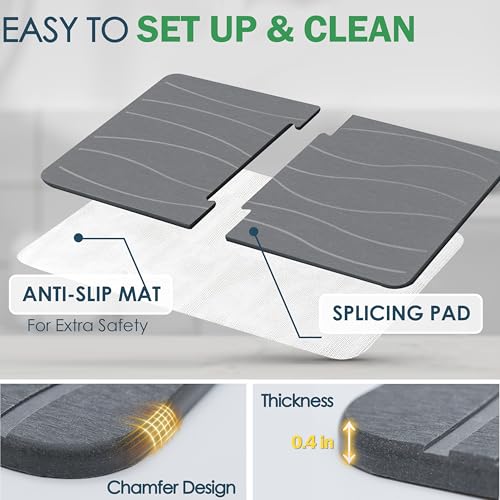 MOPHONICHOME Extra Large Stone Bath Mat 32 x 20 inches - Diatomaceous Earth Bathroom Stone Mat, Non Slip Quick Dry Diatomite Bathroom Rug, Absorbent, Modern Design, Easy to Clean, Dark Gray - color: Extra Large Dark Gray