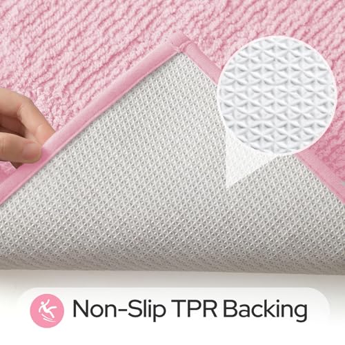 HOMEIDEAS Bathroom Rugs Sets 2 Piece, Super Soft and Absorbent Microfiber Tufted Bath Mats, Non-Slip and Machine Washable Bath Rugs(Light Pink) - color: Light Pink