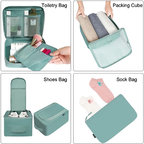 BAGAIL 8 Set Packing Cubes Luggage Packing Organizers for Travel Accessories-Dusty Blue - color: Dusty Blue, size: 8 Set