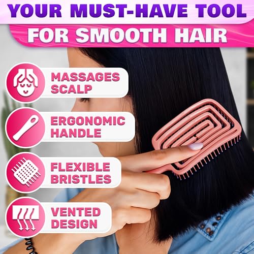 Vented Hair Brush for Blow Drying - Pink Hair Detangler Brush, Lightweight and Ergonomic, Convenient Size, Suitable for All Curl Types (Includes Wigs), Great for Home and Travel Use for Quick Styling - color: 1 Pc Pink Hair Detangler Brush