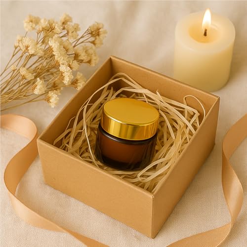 4 Packs 15ml/0.5Oz Amber Glass Cream Jars with Gold Lid Small Cosmetic Containers Refillable Skincare Travel Sample Jars for Face Cream, Balm, Lotion, Salve