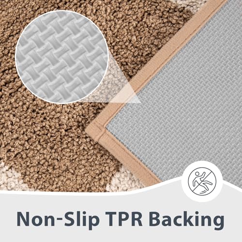 anllugs Bathroom Rugs 24" x 60", Non-Slip Extra Soft Absorbent Bath Rugs, Machine Washable Quick Dry Bath Mats for Bathroom Floor, Shower, Bathtub and Sink, Checkered Beige & Grayish Brown - color: Checkered-beige & Grayish Brown, size: 24" X 60"