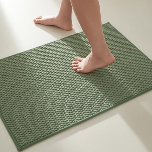 TYUU Bathroom Rugs Non Slip Washable, Super Absorbent Thin Bath Mat Small Quick Dry Low Pile Bathroom Rug, Sage Green 20"x30" - color: Sage Green, size: 1'8" X 2'6" (Rectangular)