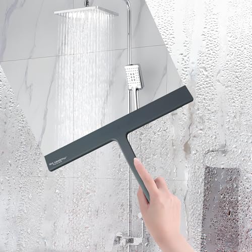 Shower Squeegee for Glass Doors, RICHMIRTH 11" Inch Width Silicone Rubber Blade Squeegee Window Cleaner Tool Squeegee for Shower Glass Doors Bathroom - color: Gray, size: 11 Inches