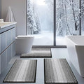 BSICPRO Bathroom Rugs Sets 3 Piece, Toilet Rugs U-Shaped Contour Bath Mat Set, Striped Absorbent Non Slip Chenille Shower Mat, Black - color: Black, size: 20"x32"+16"x24"+U Shape 20"x24"